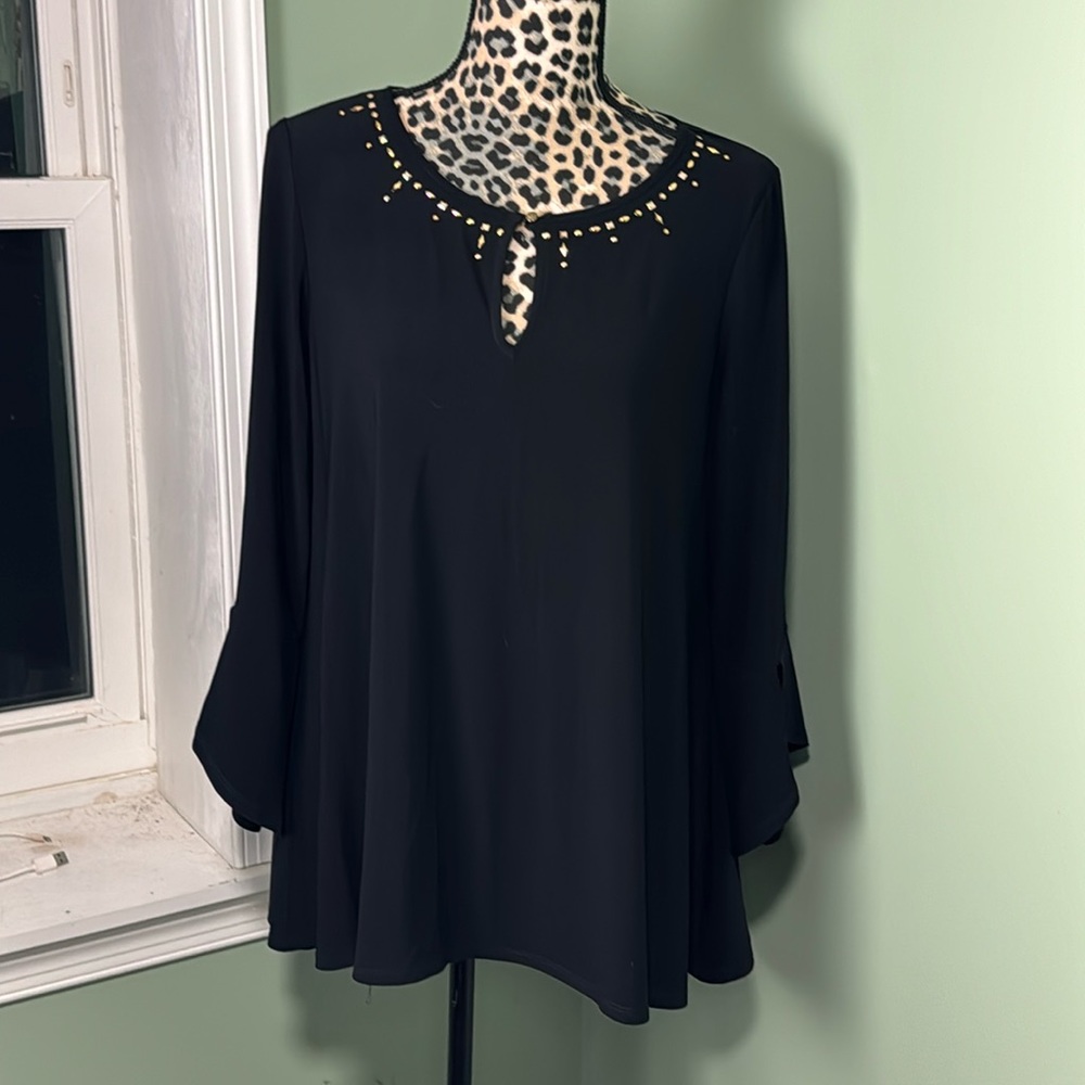 Chaus New York black dress top large